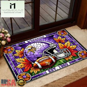 NFL Minnesota Vikings Football Stained Glass Style Doormats