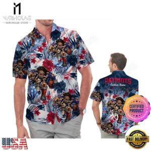 NFL New England Patriots America Flag Tropical Floral Custom Hawaiian Shirt