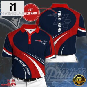 NFL New England Patriots Custom Name Red Blue Polo Shirt