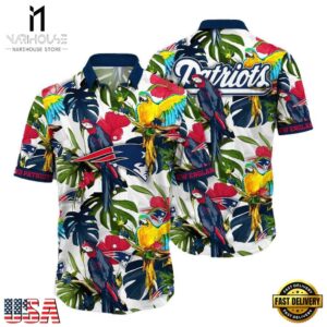 NFL New England Patriots Parrots Tropical Flower Hawaiian Shirt