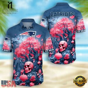 NFL New England Patriots Skull Pumpkin Halloween Hawaiian Shirt