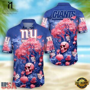 NFL New York Giants Skull Pumpkin Halloween Hawaiian Shirt