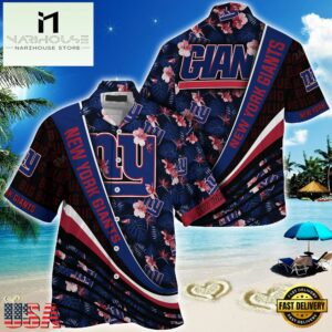 NFL New York Giants Summer Hawaii Shirt With Tropical Flower Pattern