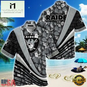 NFL Oakland Raiders Summer Hawaii Shirt With Tropical Flower Pattern