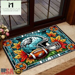 NFL Philadelphia Eagles Football Stained Glass Style Doormats