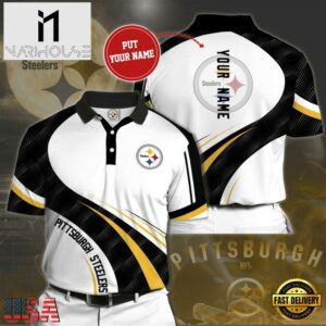 NFL Pittsburgh Steelers Custom Name White Black Curve Polo Shirt