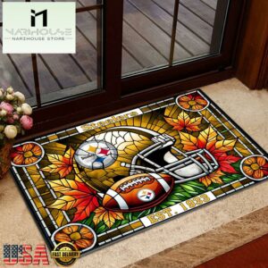 NFL Pittsburgh Steelers Football Stained Glass Style Doormats