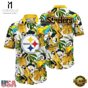 NFL Pittsburgh Steelers Parrots Tropical Flower Hawaiian Shirt