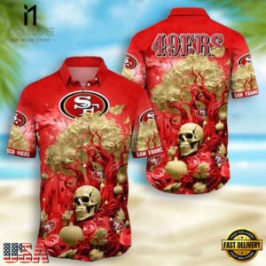 NFL San Francisco 49ers Skull Pumpkin Halloween Hawaiian Shirt