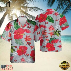 NFL Tampa Bay Buccaneers Color Hibiscus Button Up Hawaiian Shirt