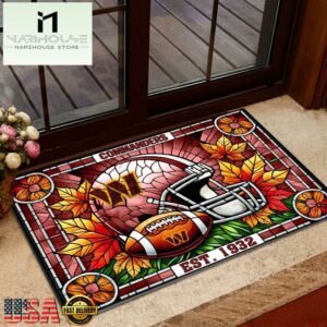 NFL Washington Commanders Football Stained Glass Style Doormats