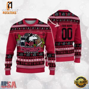 Northern Illinois Huskies Logo Football NCAA Ugly Christmas Sweater