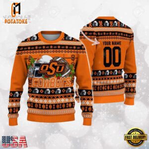 Oklahoma State Cowboys Logo Football NCAA Ugly Christmas Sweater