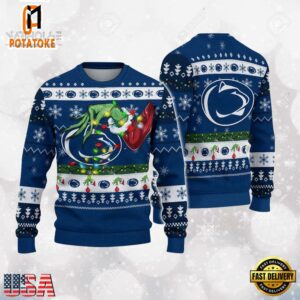 Penn State Nittany Lions Merry Christmas Grinch Hand NCAA Ugly Christmas Sweater