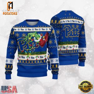 Pittsburgh Panthers Merry Christmas Grinch Hand NCAA Ugly Christmas Sweater