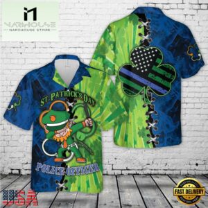 Police St Patrick's Day Leprechaun Hawaiian Shirt
