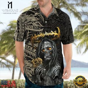 Queen Band Skull Hold Style Short-Sleeve Hawaiian Shirt