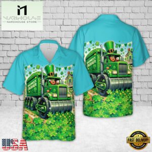 Shamrock crusher truck St. Patricks Day Hawaiian Shirt