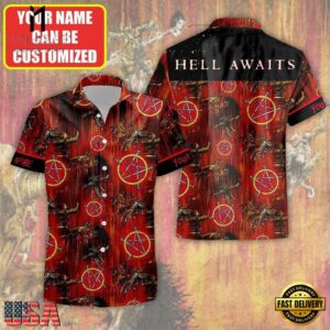 Slayer Music Band Hell Awaits Pentagram 3D Print Hawaiian Shirt