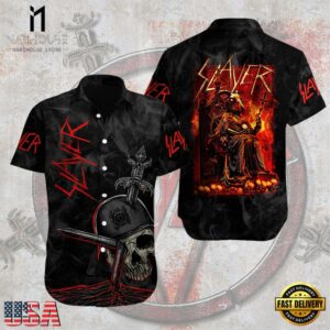 Slayer Music Band Hell Throne 3D Print Hawaiian Shirt