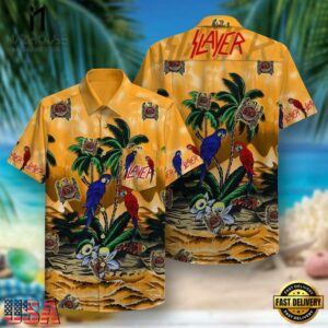 Slayer Music Band Parrot Paradise 3D Print Hawaiian Shirt