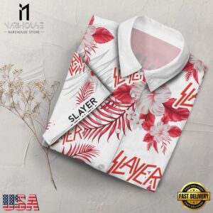 Slayer Music Band Red - White Floral 3D Print Hawaiian Shirt
