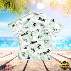 Slipknot Rock Band Autographed Green Palm Summer Hawaiian Shirt