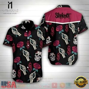 Slipknot Rock Band Band Rose Skull Short Sleeve Summer Hawaiian Shirt