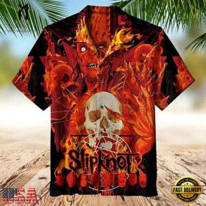 Slipknot Rock Band Flaming Skull Summer Hawaiian Shirt