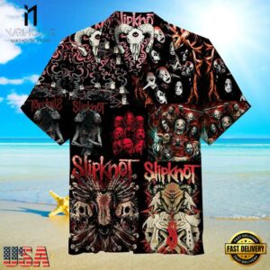 Slipknot Rock Band Horror Faces Collage Summer Hawaiian Shirt