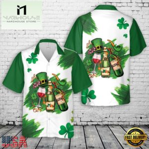 St. Patrick's wine flags and hat Hawaiian Shirt