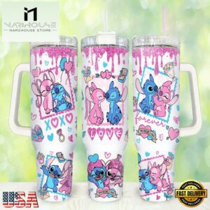 Stitch And Lilo Couple Cute Happy Valentines Day Tumbler 40oz