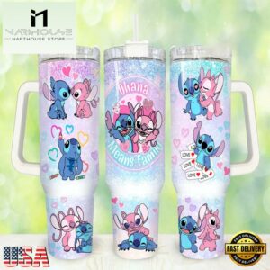 Stitch And Lilo Couple Happy Valentines Day Tumbler 40oz