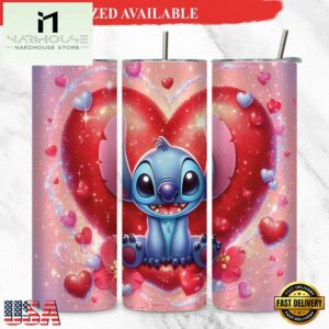Stitch Valentine Tumbler Cartoon Valentine Tumbler 20oz Skinny Tumbler Cute Cartoon