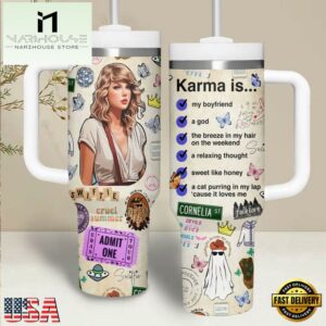 Taylor Swift Karma Is My Boyfriend Tumbler 40oz With Handle