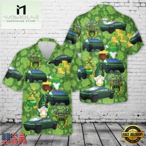 Tesla Cybertruck Green, St Patrick's Day Hawaiian Shirt