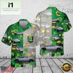 Tesla Cybertruck Patrick's Day Pocket Hawaiian Shirt