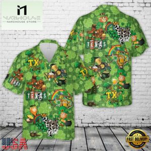 Texas map St. Patrick's Day Hawaiian Shirt