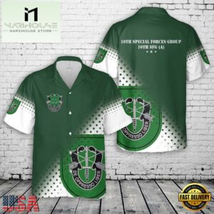 US Army 10th Special Forces Group St Patrick's Day Hawaiian Shirt