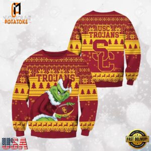 USC Trojans Grinch Custom Name NCAA Ugly Christmas Sweater