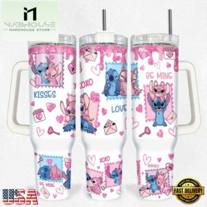 Valentine Day Stitch Disney Stainless Steel Tumbler 40Oz With Handle