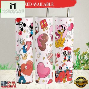 Valentine Mickey Mouse Skinny Tumbler Sublimation Ddisney Castle
