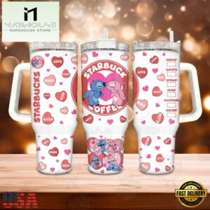 Valentine Stitch Couple Stainless Steel Tumbler 40Oz With Handle