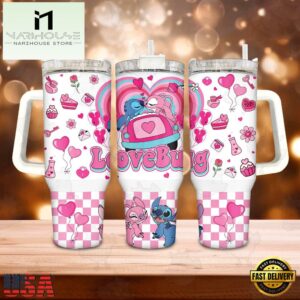 Valentine Stitch Disney Cute Stainless Steel Tumbler 40Oz With Handle