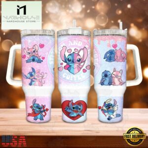 Valentine Stitch Disney Stainless Steel Tumbler 40Oz With Handle
