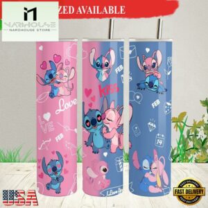 Valentine Tumbler Lilo Stitch Tumbler with Lid and Straw