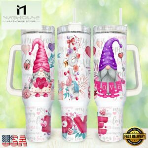 Valentines Gnome Stainless Steel Tumbler 40Oz With Handle