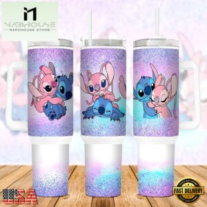 Valentines Stitch Disney Stainless Steel Tumbler 40Oz With Handle