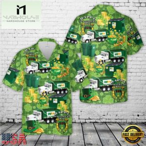 Waste Management Dump Truck, St Patrick's Day Hawaiian Shirt