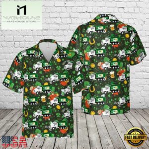 Waste Management Dump Truck St. Patrick's Day Hawaiian Shirt